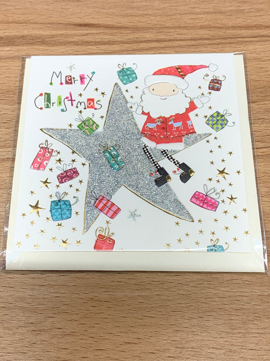 Minikarte Weihnachten Stern und Weihnachtsmann - Avaloon Party-Deko-Geschenke