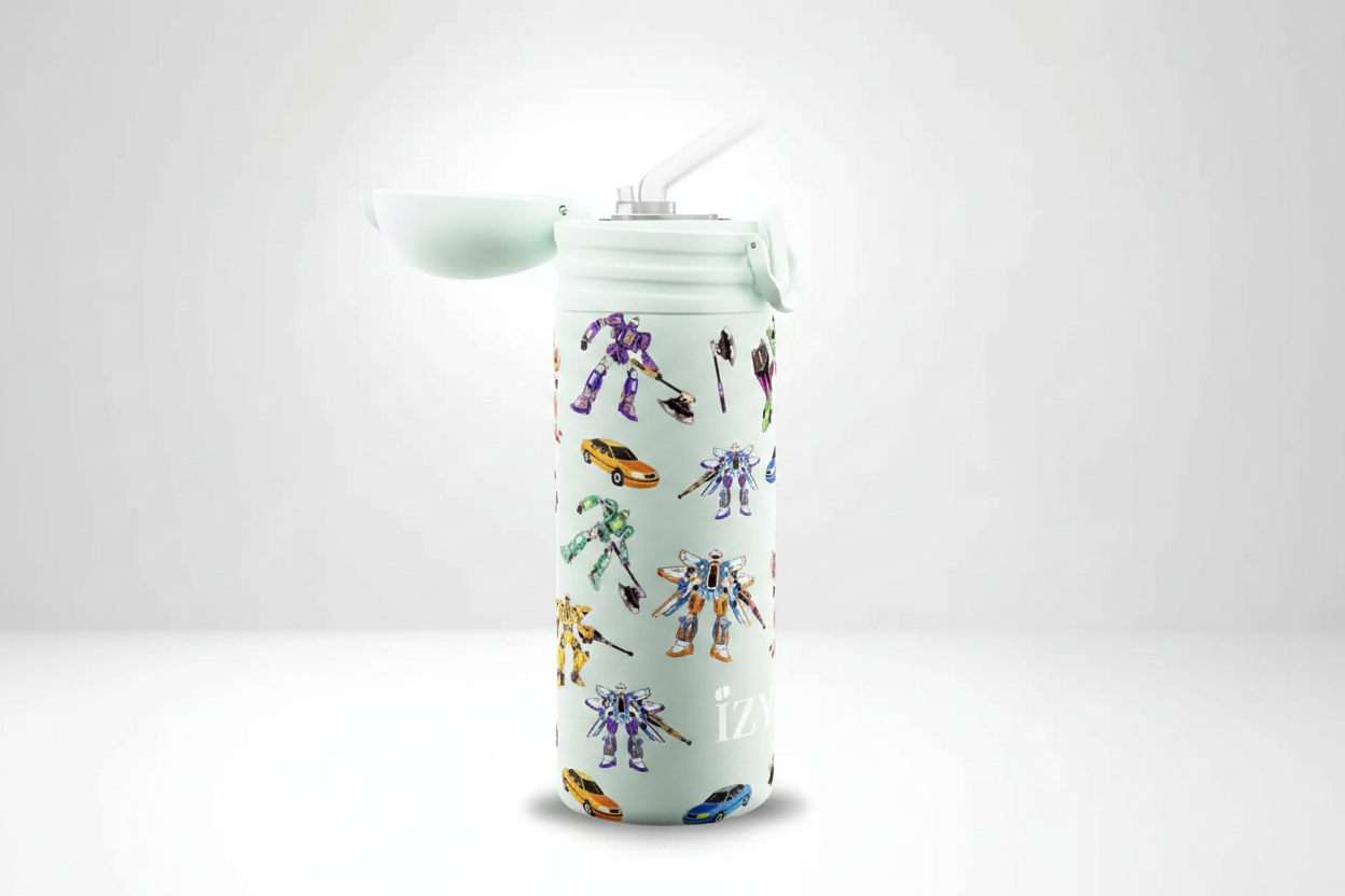 IZY KIDS Thermos Flask Green - 350ML - Insulated Green Transformers