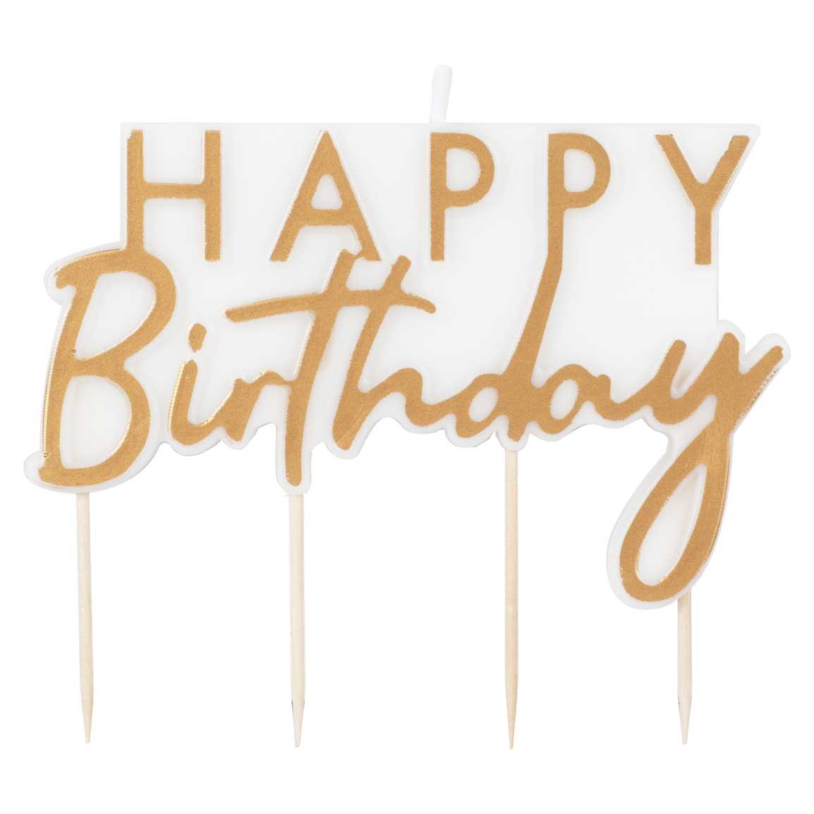 Kerze Gold und weiß Happy Birthday