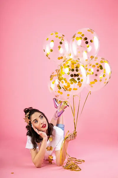Konfetti-Ballons - Kreise, 30cm, gold - Avaloon Party-Deko-Geschenke