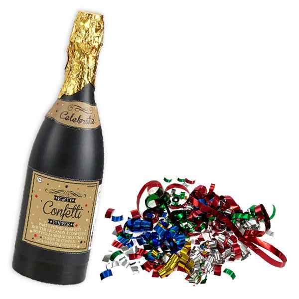Konfettikanone Sektflasche mit buntem Folien-Konfetti - Avaloon Party-Deko-Geschenke