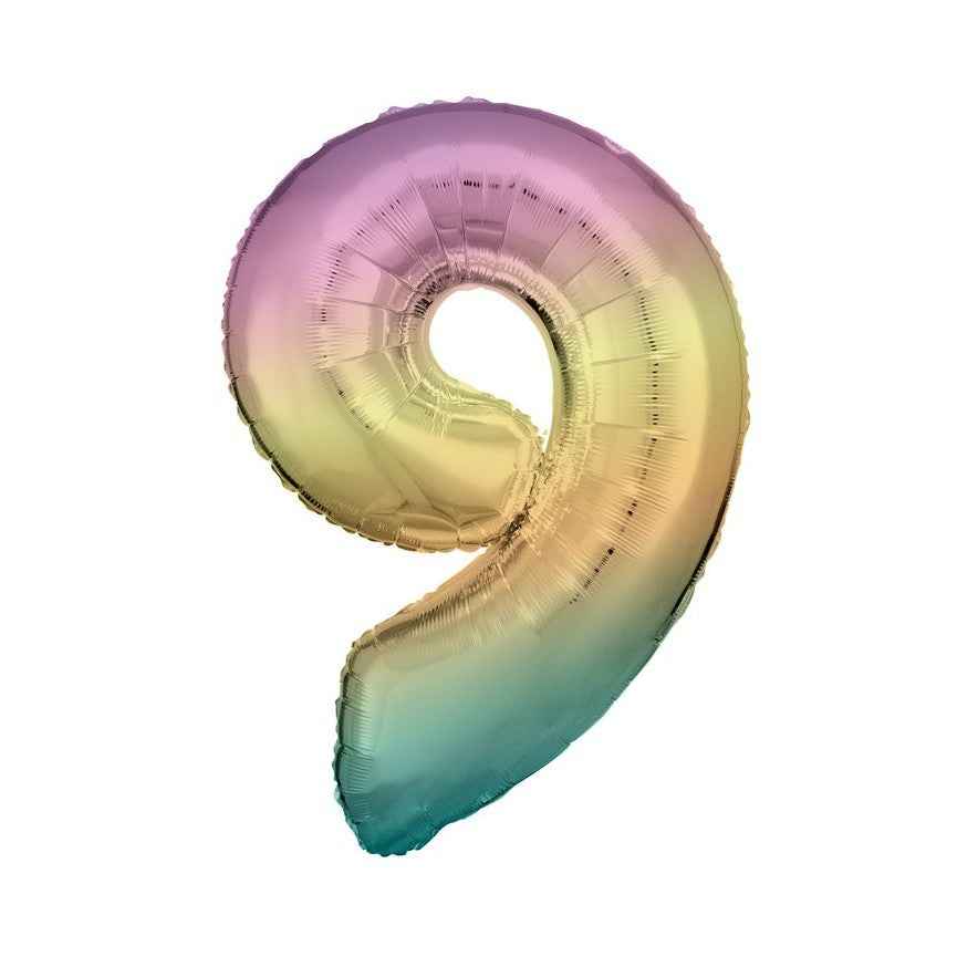 Folienballon in Regenbogen-Pastellfarben Zahlen - Avaloon Party-Deko-Geschenke