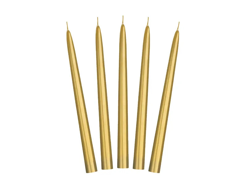 Metallisierte Kegelkerze, gold, 24cm