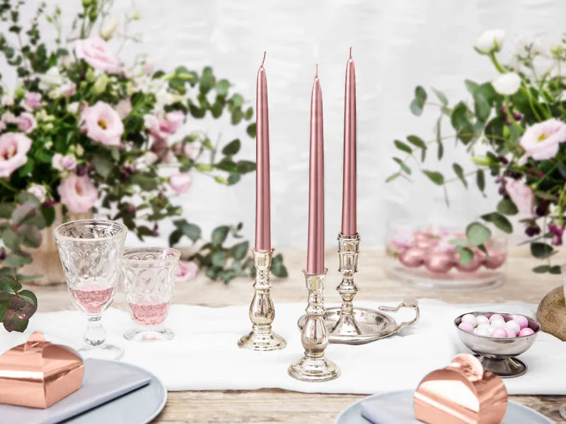Metallisierte Kegelkerze, roségold, 24cm - Avaloon Party-Deko-Geschenke