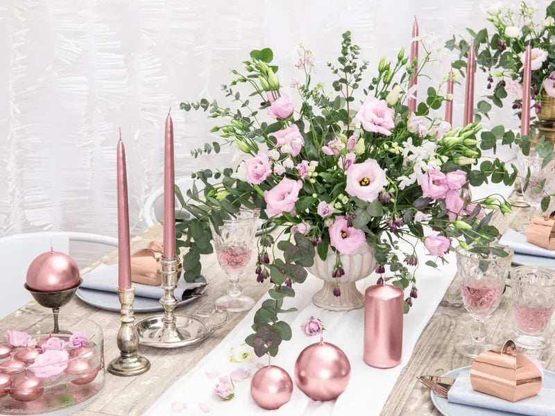 Metallisierte Kegelkerze, roségold, 24cm - Avaloon Party-Deko-Geschenke