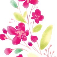 Minifaltkarte BlĂŒten aquarell pink/grĂŒn - Avaloon Party-Deko-Geschenke