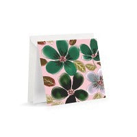 Minifaltkarte Blumen grĂŒn auf rosa - Avaloon Party-Deko-Geschenke