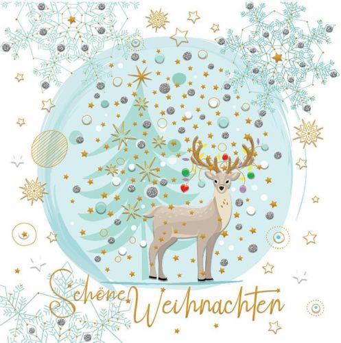 Minikarte Schöne Weihnachten mit Hirsch in Glaskugel. - Avaloon Party-Deko-Geschenke