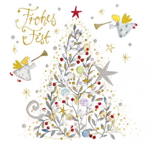 Minikarte Weihnachten Engel und Christbaum - Avaloon Party-Deko-Geschenke