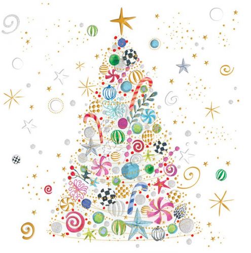 Minikarte Weihnachten filigraner Christbaum - Avaloon Party-Deko-Geschenke