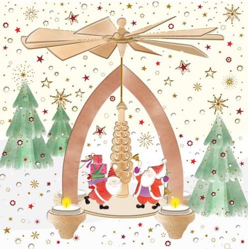 Minikarte Weihnachten ohne Text , mit Weihnachtsmännern und Kerzen - Avaloon Party-Deko-Geschenke