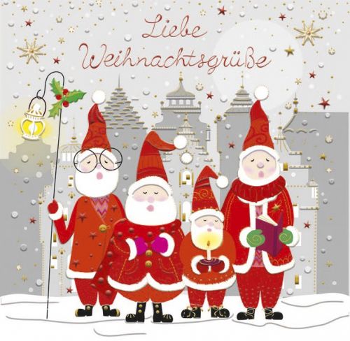 Minikarte singende Weihnachtsmänner - Avaloon Party-Deko-Geschenke