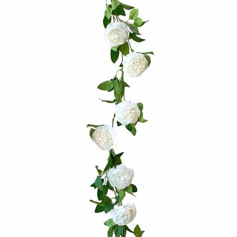 Weisse Rosen Girlande 110cm - Dekorative Kunststoffblüten für jeden Anlass