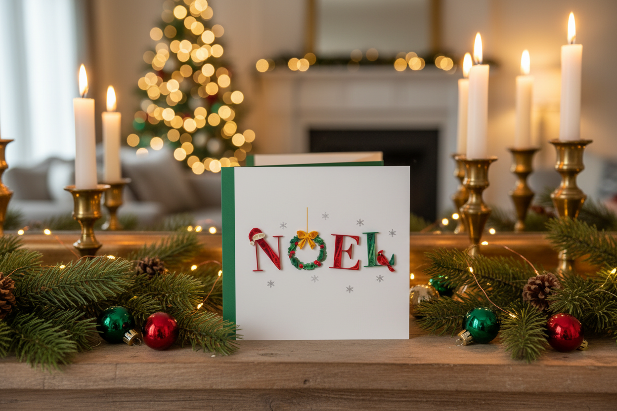 Carte de Noël NOËL pour des vœux de Noël festifs
