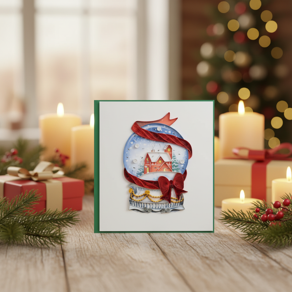 Snow Globe Christmas Card - Snow Globe Christmas Card for Festive Greetings