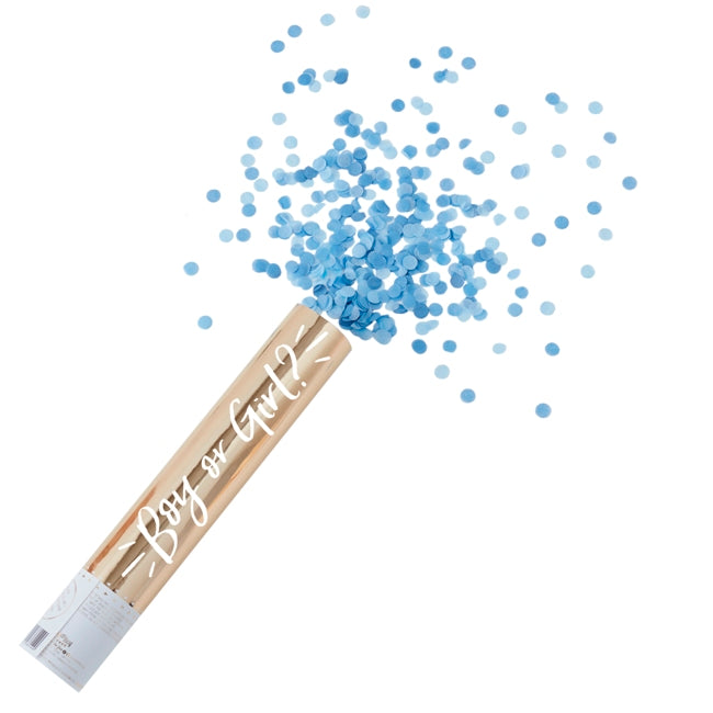 Konfetti Shooter Boy or Girl blau – Kreative Feiern für Jungen und Mädchen mit Konfetti Shooter "Boy or Girl" blau