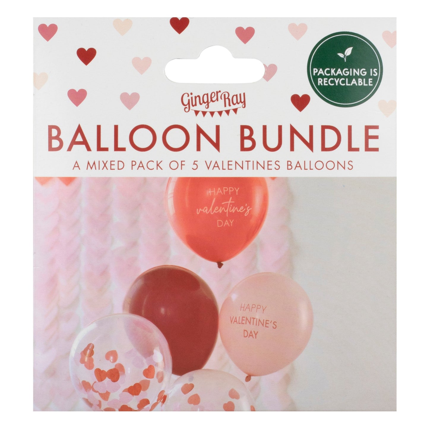 Rosa, rotes und Konfetti-Ballonpaket zum Valentinstag