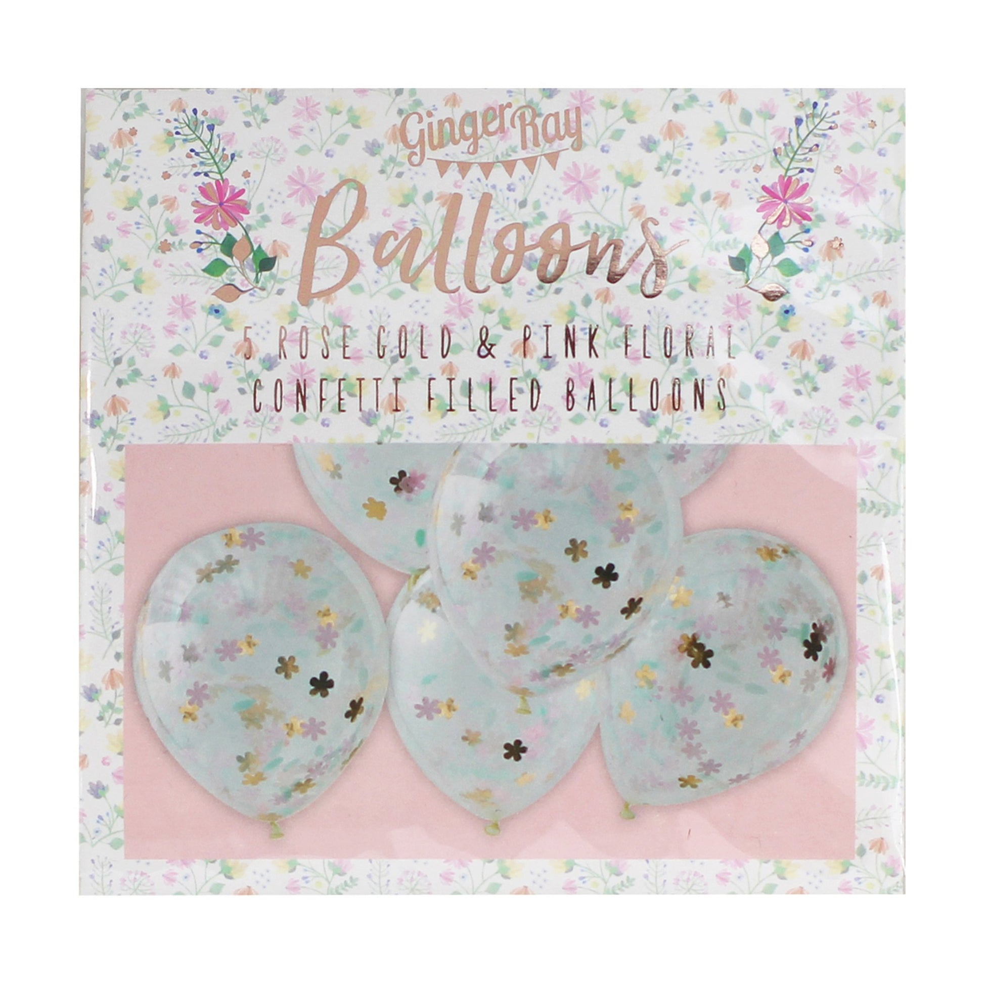 Konfetti-Luftballons Roségoldene florale - Avaloon Party-Deko-Geschenke