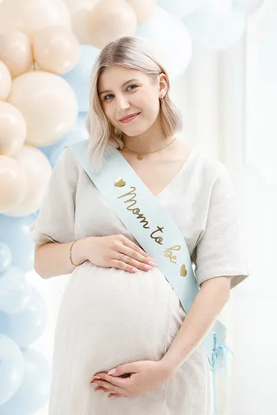 Schärpe Mom to be, light tiffany blue, 75 cm - Avaloon Party-Deko-Geschenke