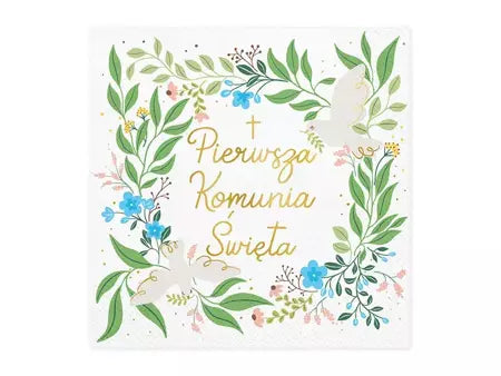 Servietten ''Pierwsza Komunia Święta'', 33x33cm, Mix - Avaloon Party-Deko-Geschenke