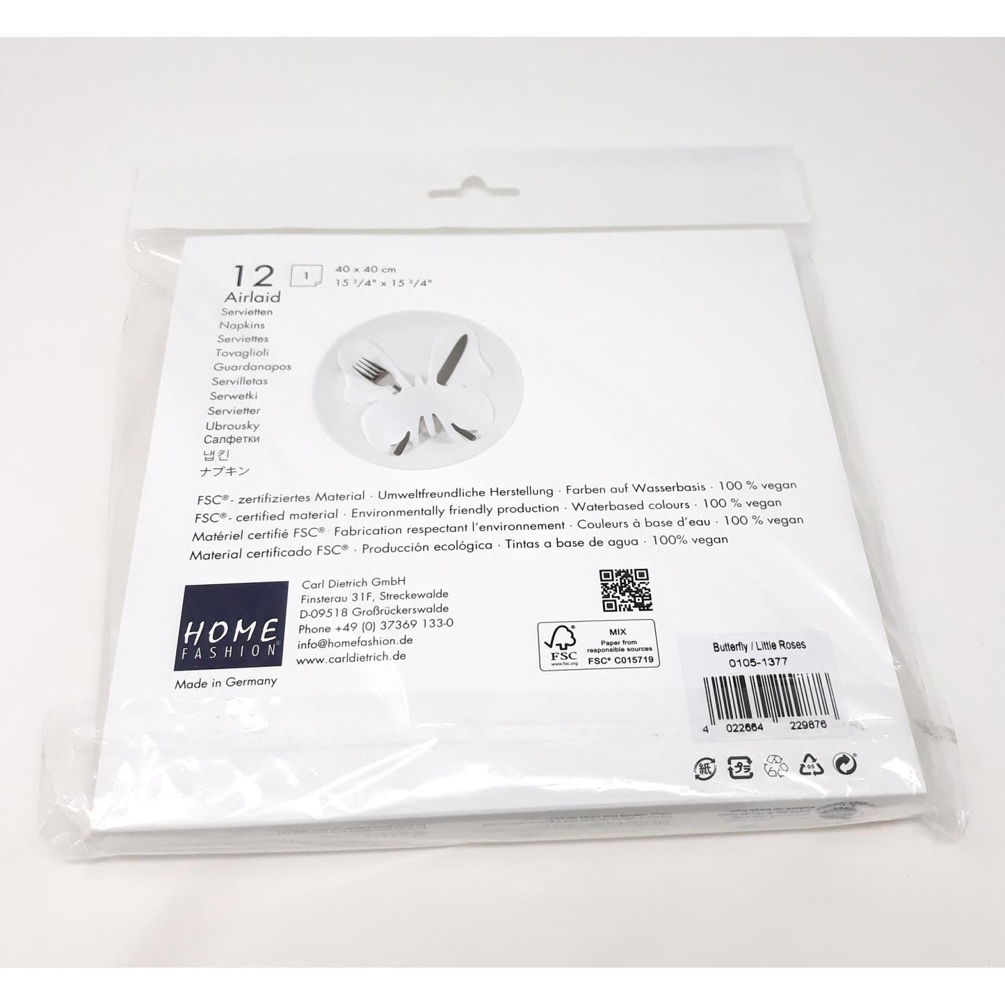 Servitten Butterfly Little Roses 40 x 40 cm - Avaloon Party-Deko-Geschenke