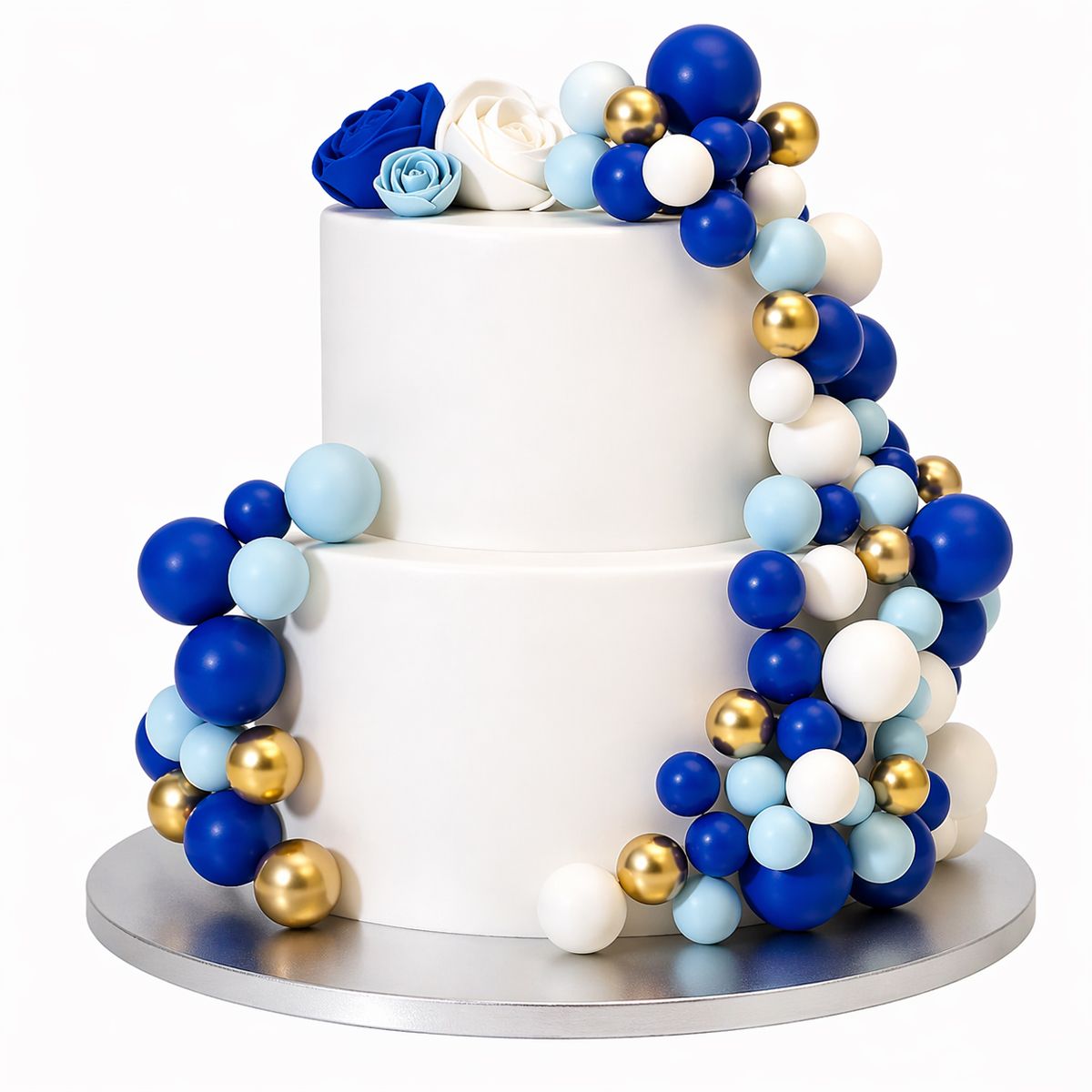 Tortendeko-Kugeln Blau-Ombré & Gold – 32 Stück