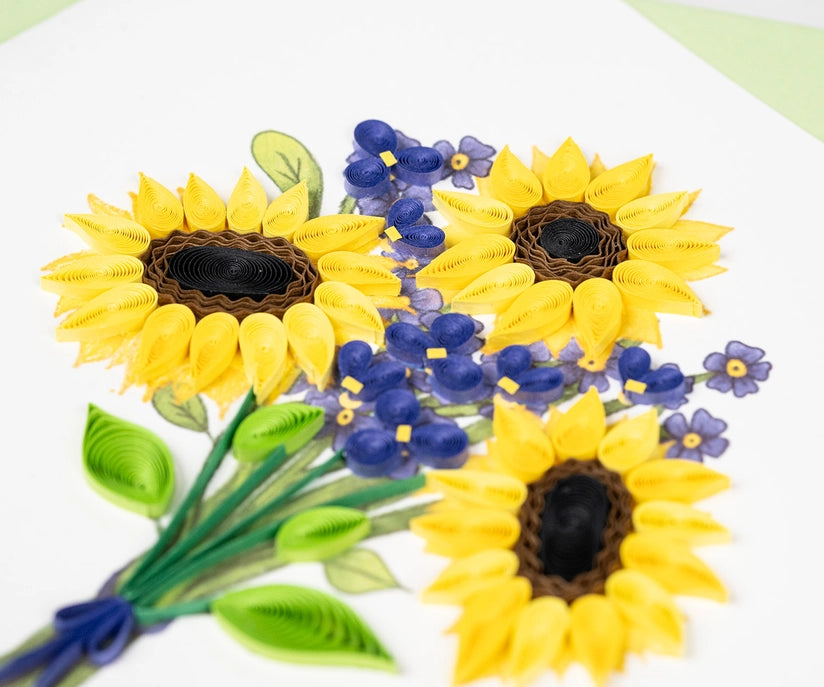 Geburtstagskarte Sonnenblumen – Handgefertigte Quilling Karte