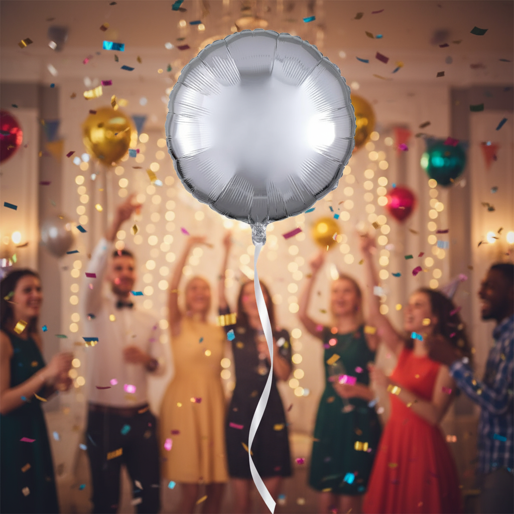 Folienballon rund Metallic Silver 43 cm