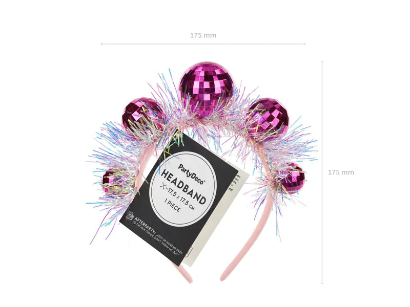 Stirnband Discokugel, 17,5x17,5 cm, rosa