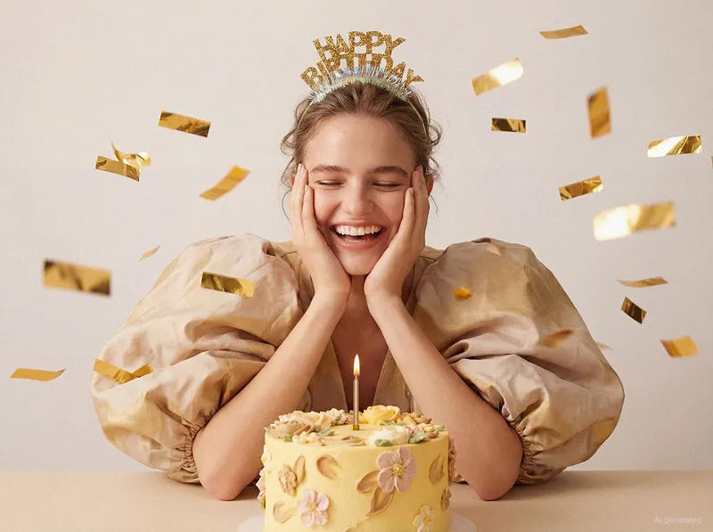 Stirnband Happy Birthday, 14,5x19 cm, Gold