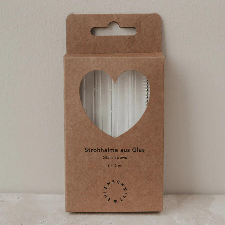 Strohhalme Herzen aus Glas 13cm im 4er Set