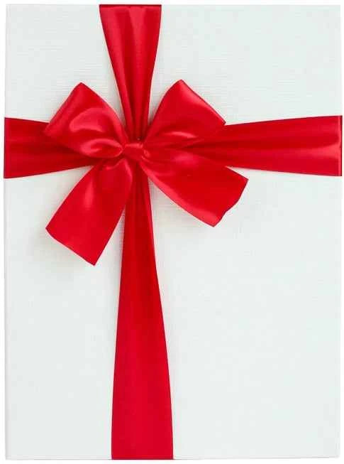 Strukturierte Geschenkbox Rot mit weißem Deckel, rotes Dekoband