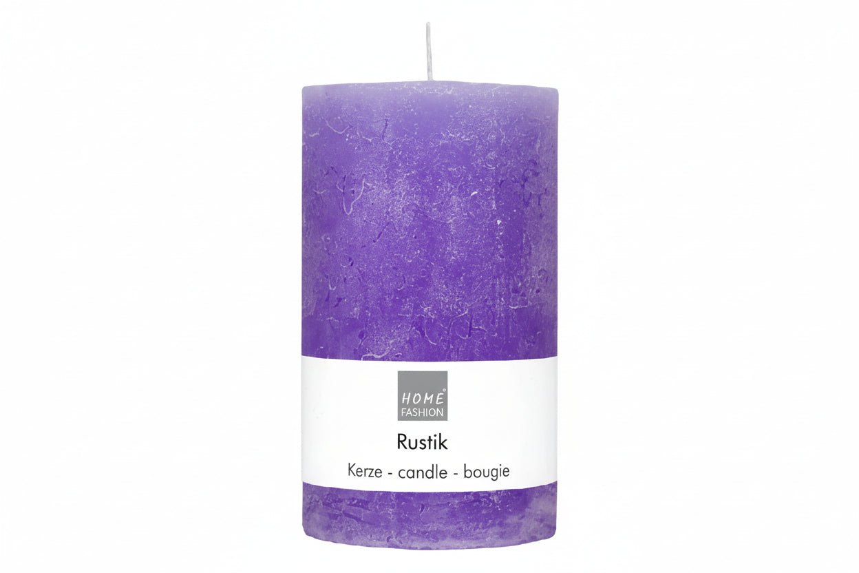 Stumpenkerze Rustik violet - Avaloon Party-Deko-Geschenke
