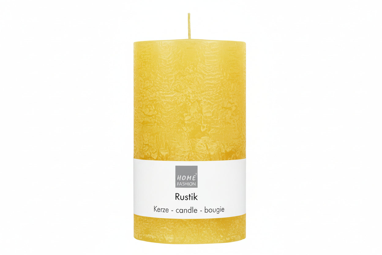 Stumpenkerze Rustik Gelb - Avaloon Party-Deko-Geschenke