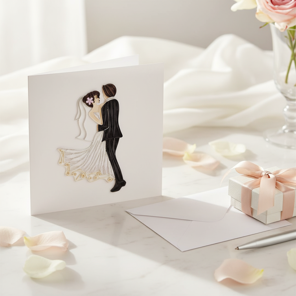 Card with Dancing Bride and Groom for Wedding - Dancing Bride and Groom Card