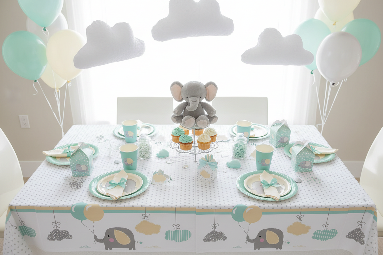 Tablecloth, Baby Elephant, Foil