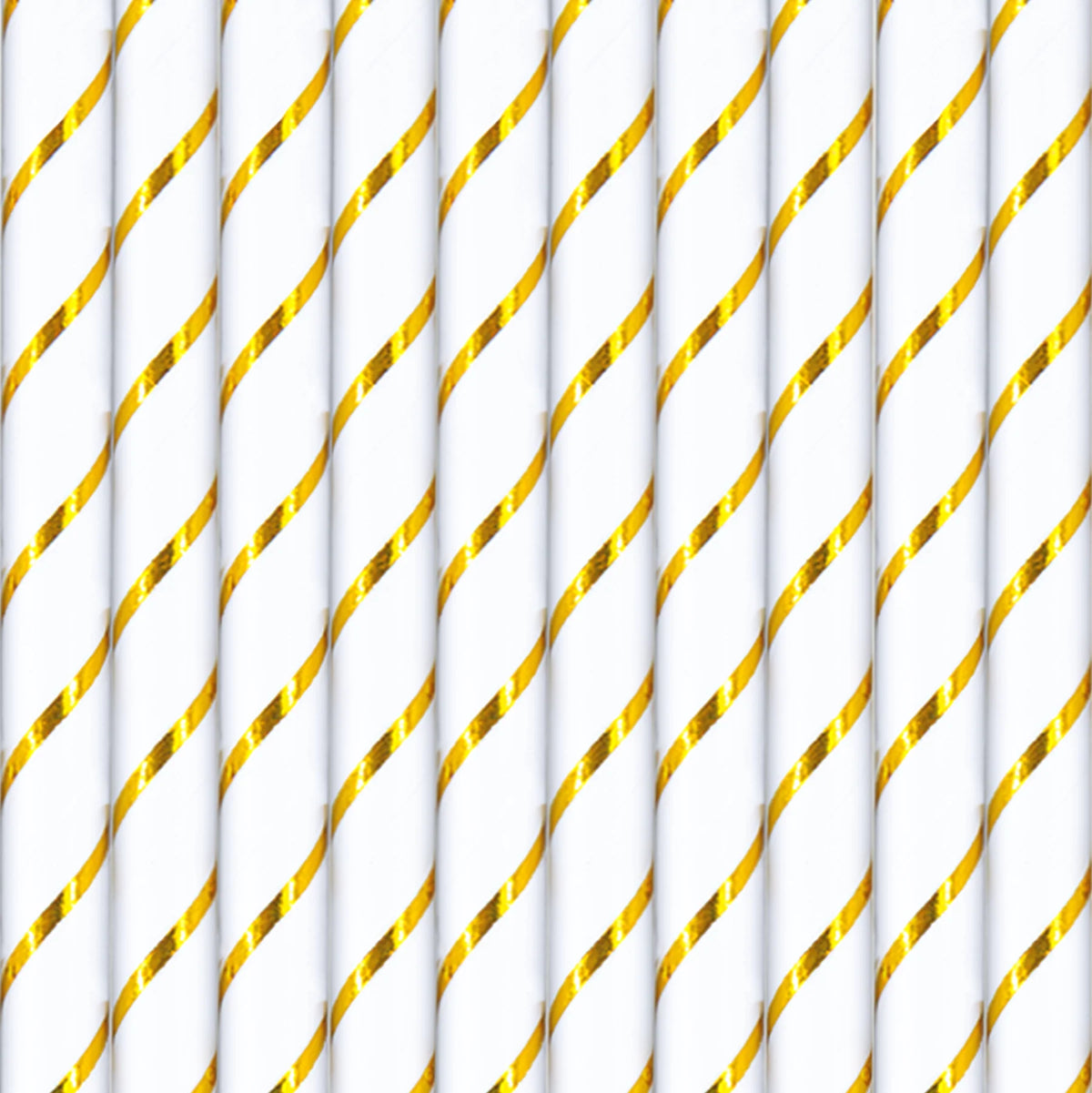 Strohhalme weiss mit goldenen Streifen – 10 Stück