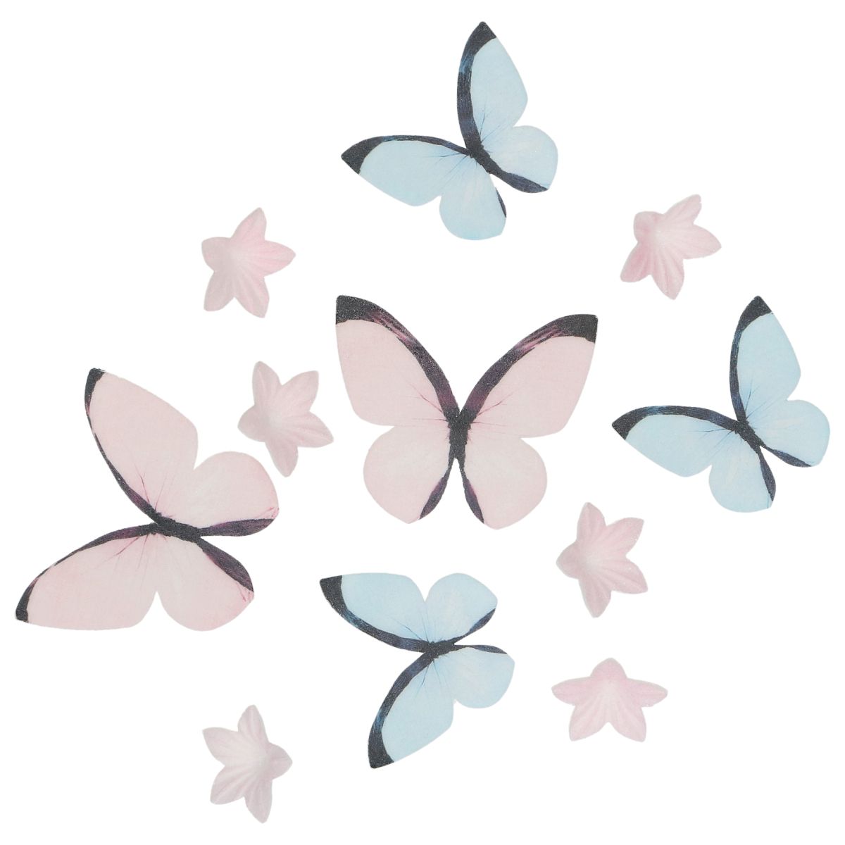 Wilton Oblaten-Deko Blumen & Schmetterlinge Pastellrosa, 30 Stk