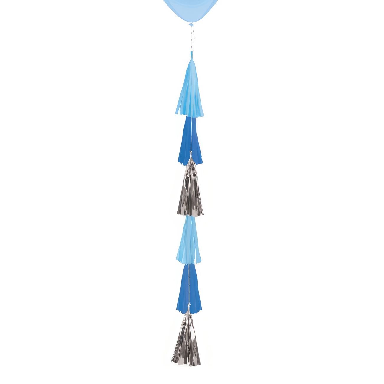 Ballonhänger mit Puscheln pastellblau Papier