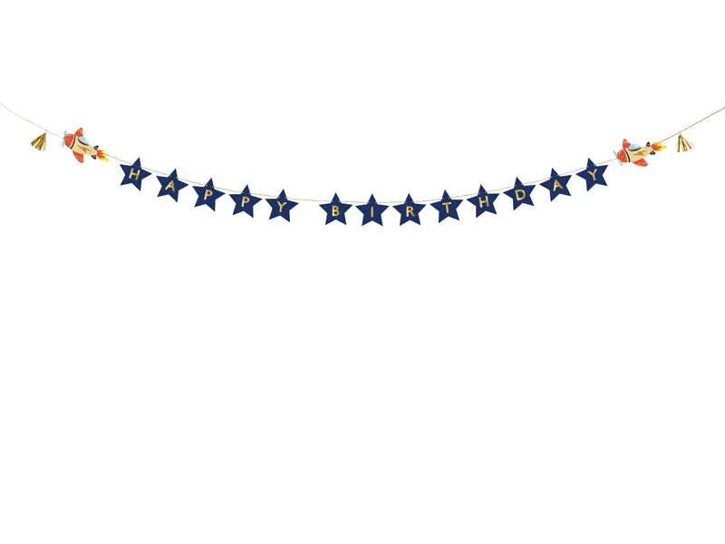 Banner Happy Birthday Flugzeuge, 2,5 m, Mix
