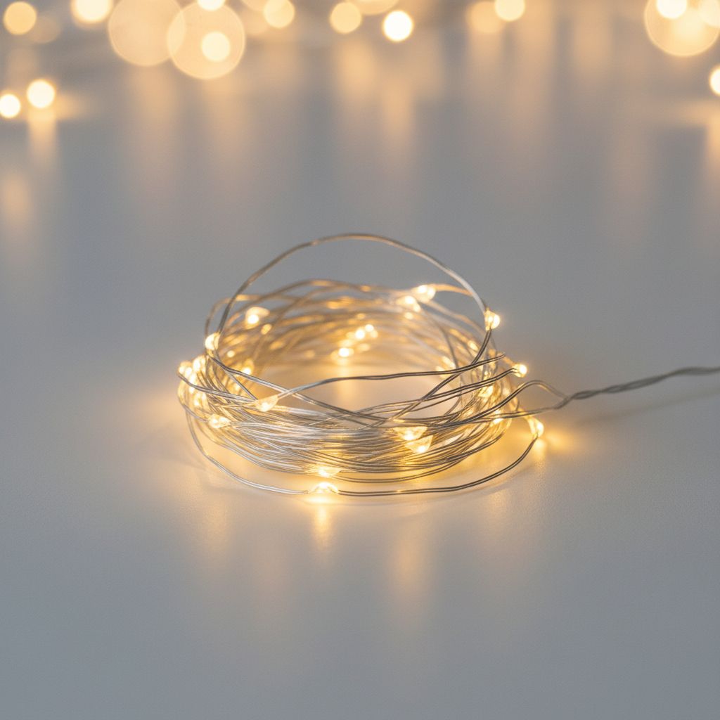 Deko 20-LED Draht-Lichterkette warmweiß leuchtend