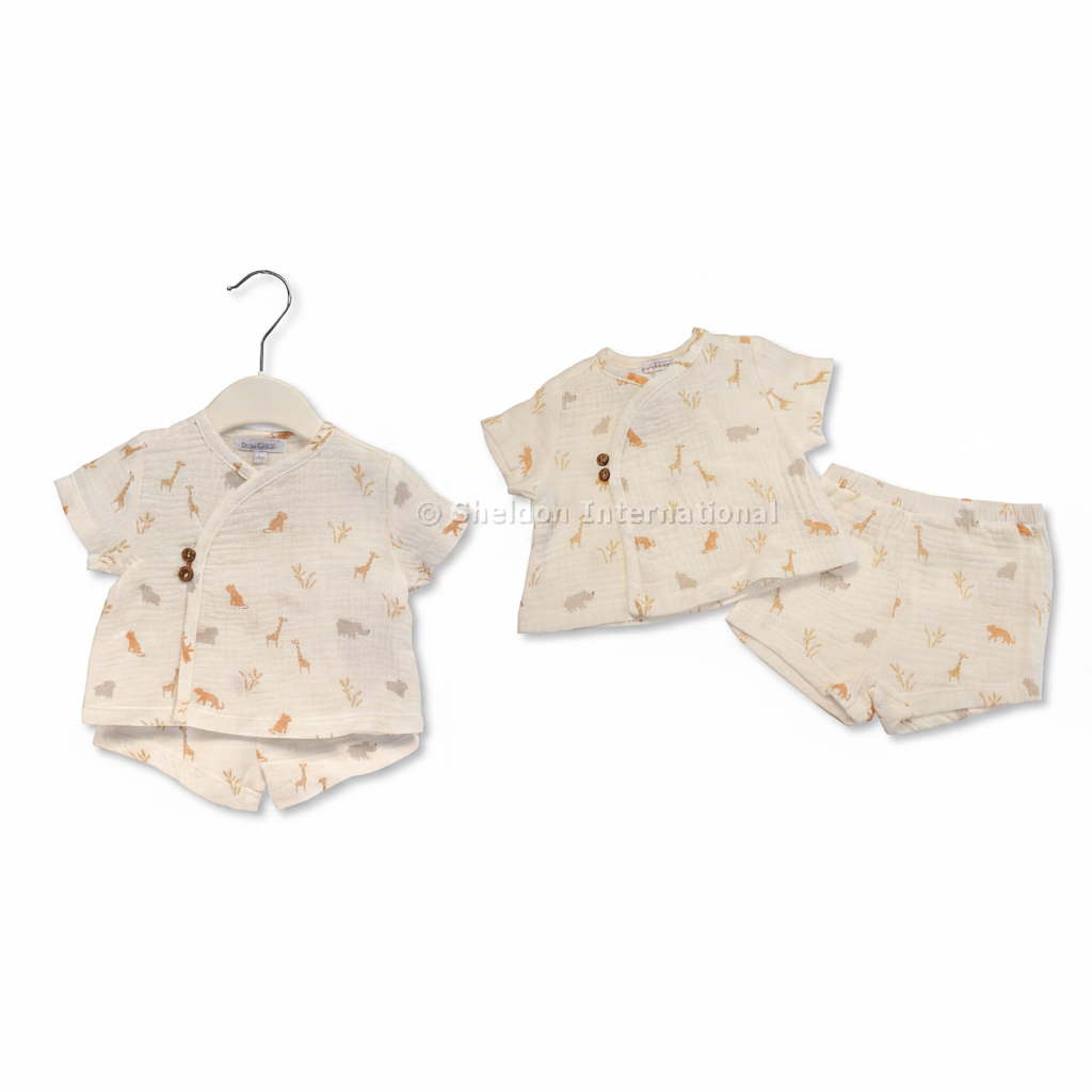 Baby Jungen Baumwoll-Zweiteiler Safari Creme