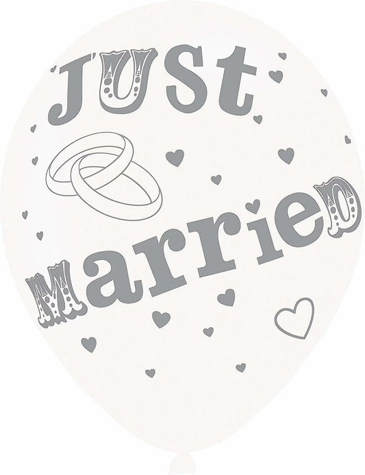 Latexballons Just Married 27,5 cm 6 Stk - Avaloon Party-Deko-Geschenke