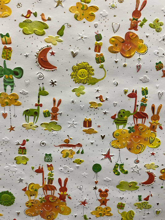Geschenkpapier Tiere und Wolken 50 x 70