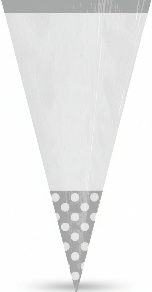10 Partytüten Polka Dots kegelförmig silber