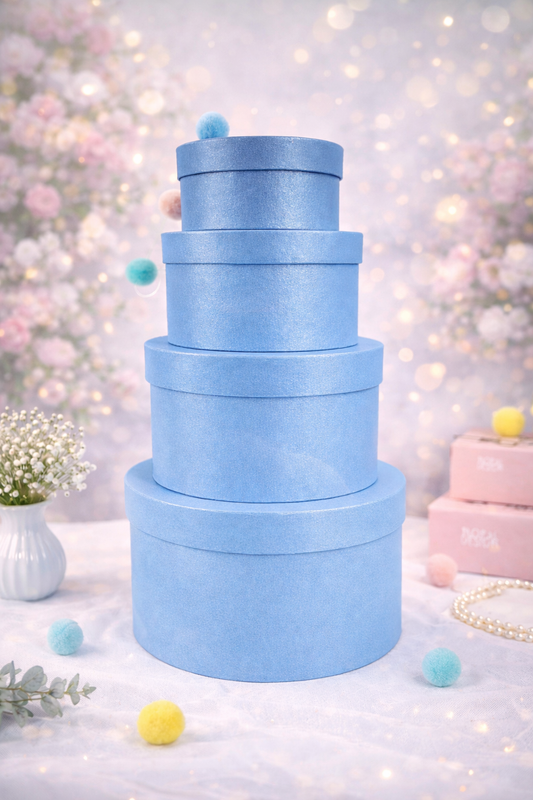 Geschenkbox rund Hellblau