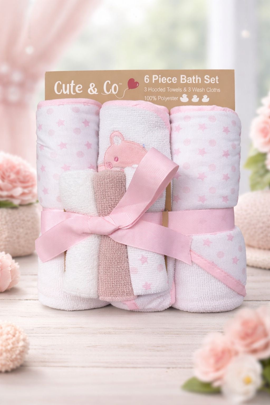 Hooded Towel and Washcloth Bath Set