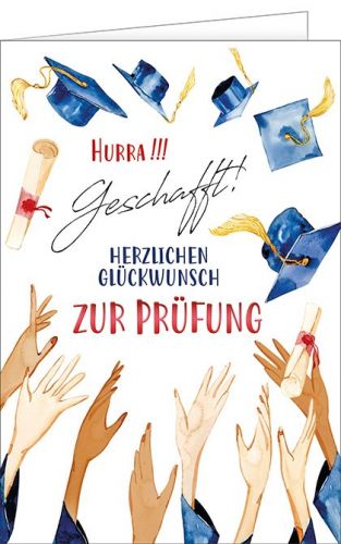 Karte- Prüfungskarte mit Händen und Hüten - Avaloon Party-Deko-Geschenke