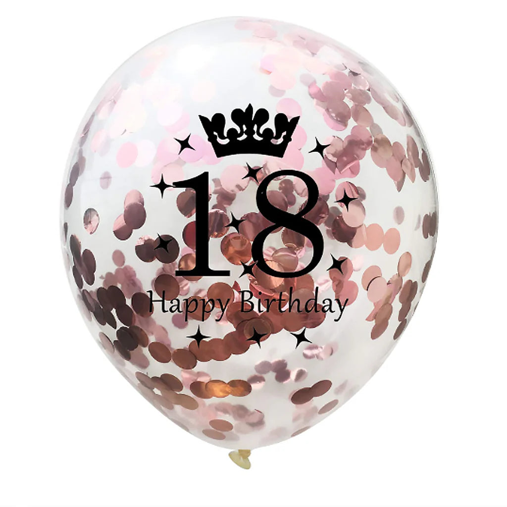 Ballon-Set 18. Geburtstag mit Konfetti – Rose Gold