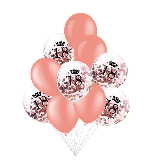 Ballon-Set 18. Geburtstag mit Konfetti – Rose Gold
